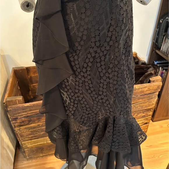 Black Ruffled and Lace Cocktail Dress - Picture 4 of 10